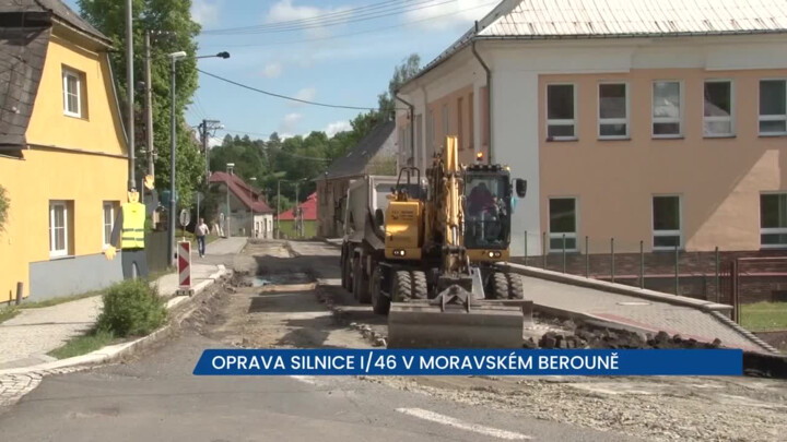 Oprava silnice I/46 zkomplikovala dopravu v Moravském Berouně