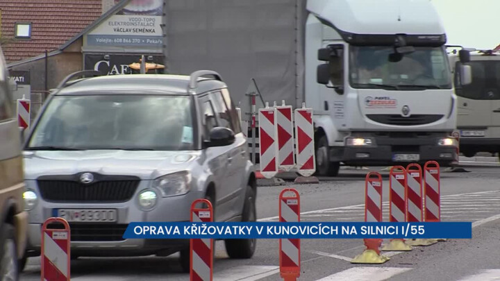 Oprava křižovatky v Kunovicích na silnici I/55, řidiči by měli dát pozor