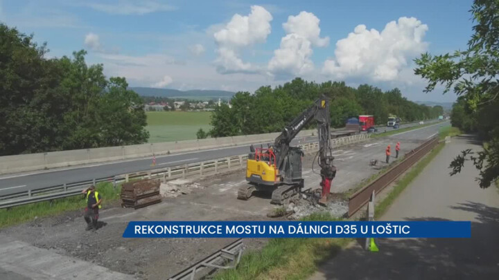 Provoz na dálnici D35 omezila rekonstrukce mostu u Loštic