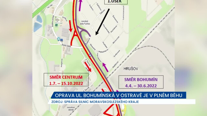 Oprava ulice Bohumínská v Ostravě je v plném běhu