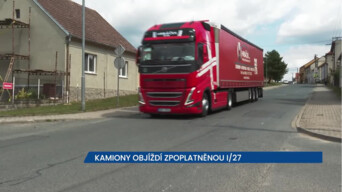 Pozor na kamiony v Dnešicích na Plzeňsku, těžká auta tam objíždí zpoplatněnou I/27