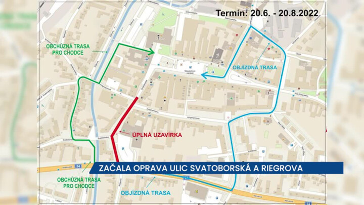 Oprava ulic Svatoborská a Riegrova v Kyjově komplikuje příjezd na náměstí i dopravu v centru