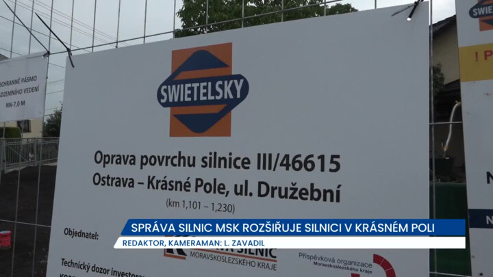 Správa silnic MSK rozšiřuje silnici v Krásném Poli, na místě je objízdná trasa