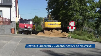 Uzavírka v ulici Lesní v Jablonci nad Nisou potrvá do půlky září
