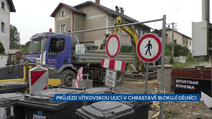 Ve Vítkovské ulici v Chrastavě čeká na řidiče uzavírka