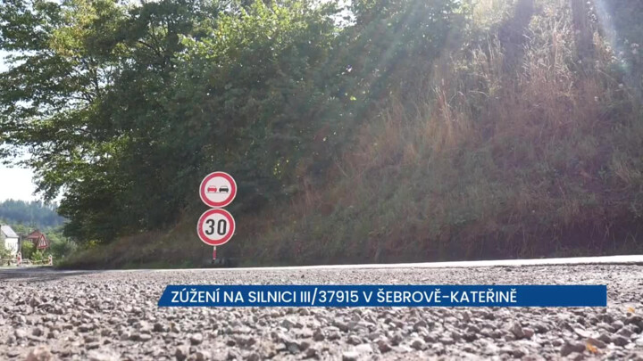 Práce na silnici III/37915 v Šebrově-Kateřině, řidiče čeká zúžení do jednoho jízdního pruhu