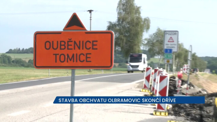 Stavba obchvatu Olbramovic skončí dříve, centrem obce projede každý den 30 tisíc aut