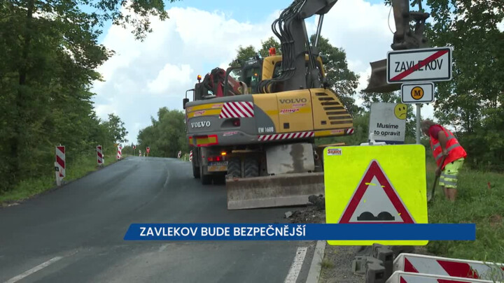 Stavební uzávěra v Zavlekově, na zhruba kilometrovém úseku řídí dopravu semafory