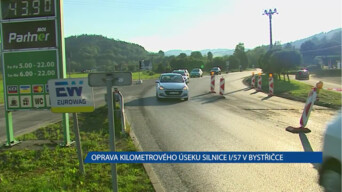 Oprava kilometrového úseku silnice I/57 v Bystřičce, pozor na zdržení v dopravních špičkách