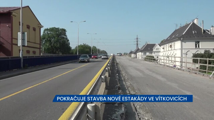 Pokračuje stavba nové estakády v Ostravě-Vítkovicích, řidiči jezdí jen po polovině komunikace