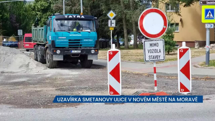 Uzavírka Smetanovy ulice v Novém Městě na Moravě,  jde o citelný zásah do organizace dopravy