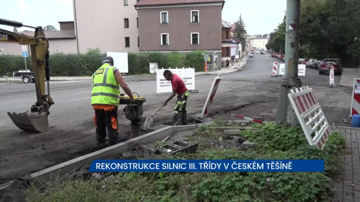Rekonstrukce silnic III. třídy v Českém Těšíně, pro tranzitní dopravu jsou na místě objízdné trasy