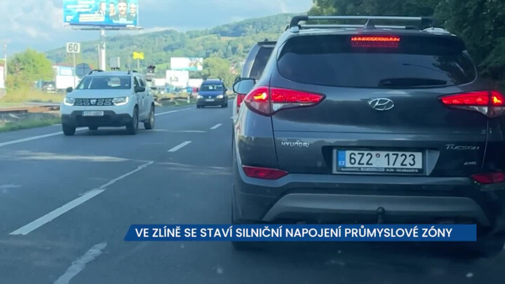 Ve Zlíně se staví silniční napojení průmyslové zóny, na místě je změna přednosti v jízdě a kyvadlová doprava