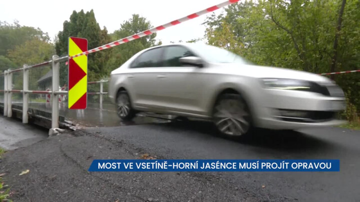 Most ve Vsetíně-Horní Jasénce je v provizoriu, na místě je upravena přednost jízdy a rychlost
