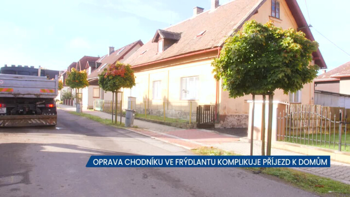 Oprava chodníku ve Frýdlantu komplikuje příjezd k domům