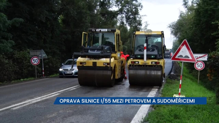 Oprava silnice I/55 mezi Petrovem a Sudoměřicemi, řidiči musí na cestě počítat se zdržením