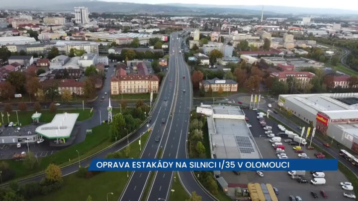Dopravu v Olomouci omezila oprava rušné estakády na Velkomoravské a Tovární ulici