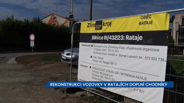 Rekonstrukce vozovky v Ratajích, oprava už byla nutná, doplní ji nové chodníky