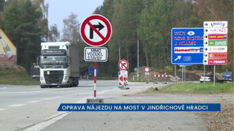 Uzavírka nájezdu na silnici 1/34 u Jindřichova Hradce kvůli opravě mostu