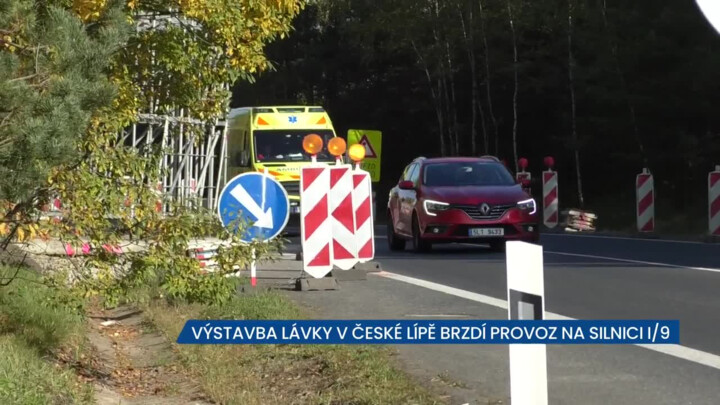 Výstavba lávky v České Lípě brzdí provoz na silnici I/9