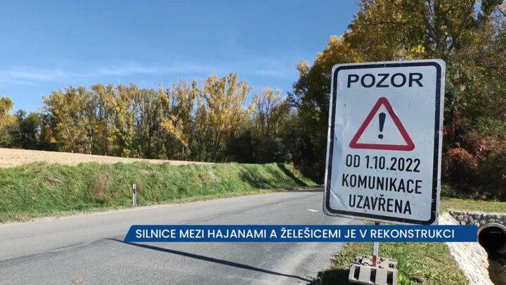 Mezi Želešicemi a Hajanami je úplná uzavírka, rekonstruuje se vozovka