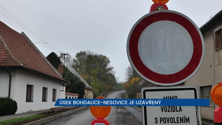 Úsek Bohdalice-Nesovice je v rekonstrukci, platí zde uzavírka