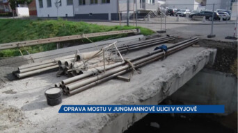 Rekonstrukce mostu v ulici Jungmannova v Kyjově, místo je neprůjezdné