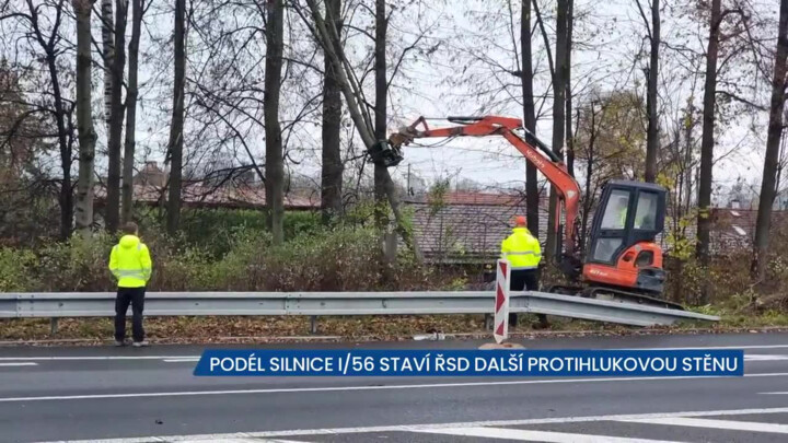 Podél silnice I/56 u Hodoňovic staví ŘSD další protihlukové stěny