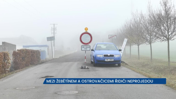 Mezi Žebětínem a Ostrovačicemi je úplná uzavírka