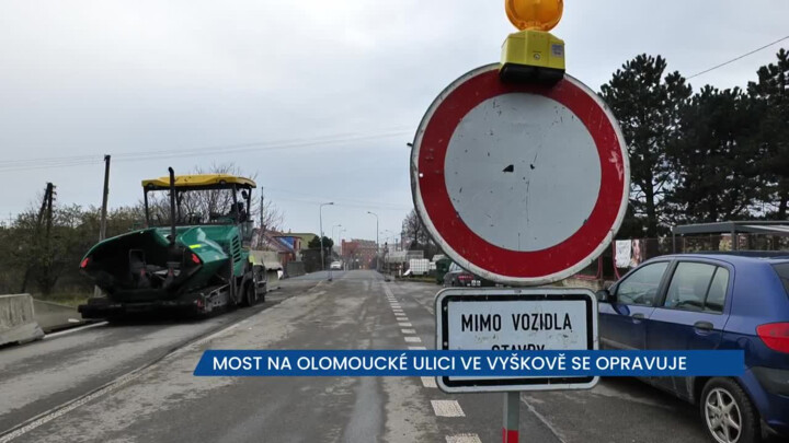 Most na ulici Olomoucká ve Vyškově je v rekonstrukci, pro řidiče platí úplná uzavírka