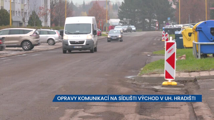 Opravy silnic na sídlišti Východ v Uherském Hradišti