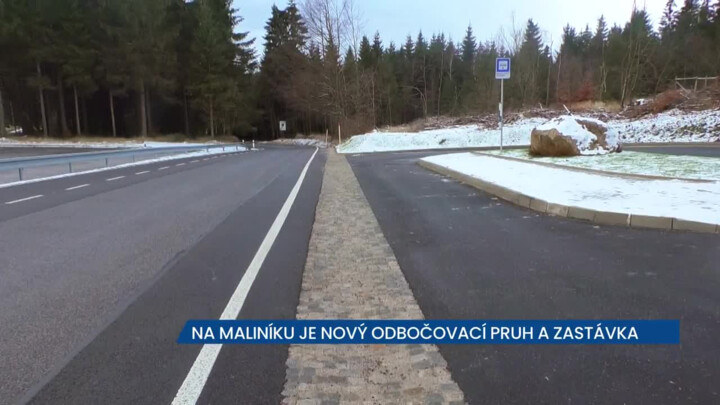 Na Maliníku je nový odbočovací pruh a zastávka, kolony by už měly být minulostí, zvýšila se bezpečnost
