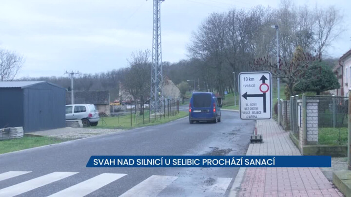 Svah na silnici u Selibic prochází sanací, řidiči musí do konce dubna počítat s dlouhou objížďkou