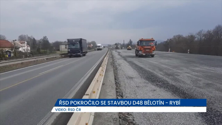 ŘSD pokročilo s D48 Bělotín - Rybí, řidiči projíždějí stavbou