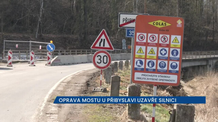 Oprava mostu u Přibyslavi uzavřela hlavní silnici na Jihlavu a Havlíčkův Brod