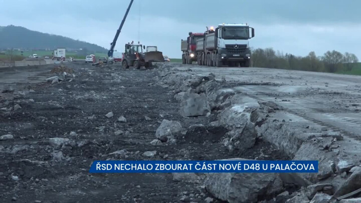 ŘSD nechalo zbourat část nově budované D48 u Palačova, beton neprošel laboratorními testy