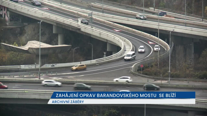 Zahájení oprav Barrandovského mostu se blíží, probíhají přípravné práce, omezují provoz