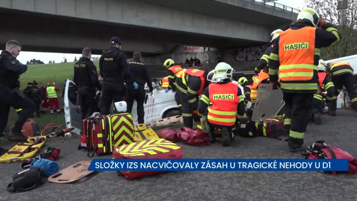 Složky IZS nacvičovaly u D1 zásah u tragické dopravní nehody autobusu a dodávky