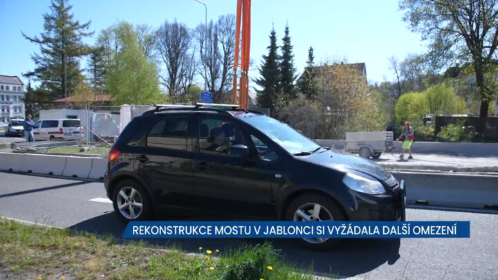 Rekonstrukce mostu v Jablonci nad Nisou si vyžádala další omezení
