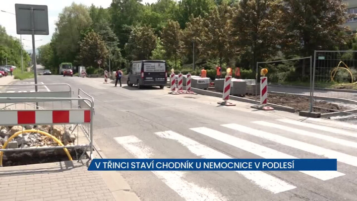 V Třinci staví chodník u nemocnice Podlesí a rozšíří ulici Požárnickou, na místě jsou dopravní omezení