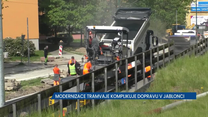 Modernizace tramvajové trati v Jablonci způsobuje problémy, ulice Budovatelů je uzavřena