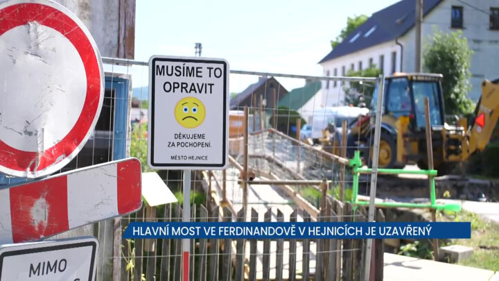 Oprava mostu v Hejnicích omezuje příjezd do Ferdinandova
