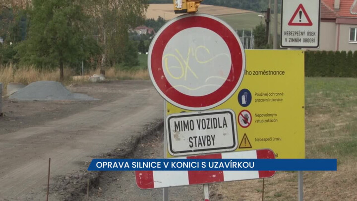 Oprava silnice v Konici s uzavírkou, objížďka je dlouhá