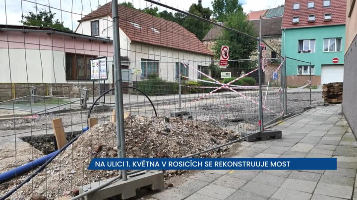 Most na ulici 1. května v Rosicích je v rekonstrukci, na řidiče čeká uzavírka