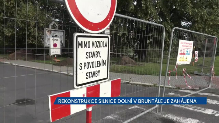 Rekonstrukce silnice Dolní v Bruntále je zahájena, do prosince řidiče čekají silniční uzávěry