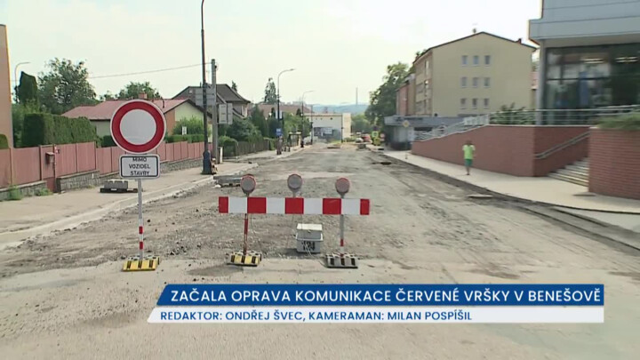 Pokračuje oprava komunikace Červené Vršky v Benešově, trvat bude do 6. října