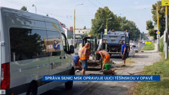 Správa silnic Moravskoslezského kraje opravuje ulici Těšínskou v Opavě
