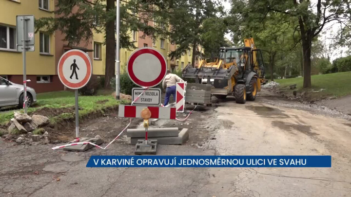 V Karviné opravují jednosměrnou ulici Ve Svahu