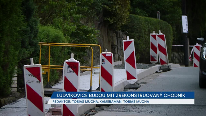 Ludvíkovice budou mít zrekonstruovaný chodník, kvůli stavbě byla doprava řízena kyvadlově