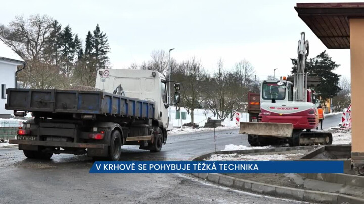 V Krhově probíhá rekonstrukce vozovky, řidiči na trase narazí na těžkou techniku